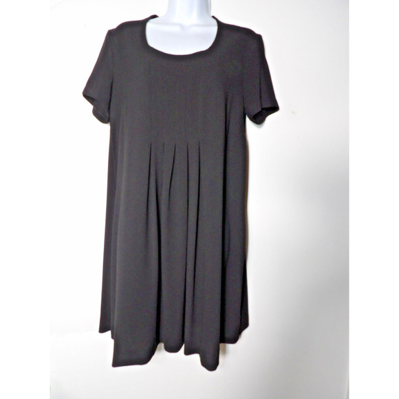 Ronen Chen Shift Dress US Sz 8 Pleated Scoop Neck Knee Length Modest Minimalist - Picture 2 of 13